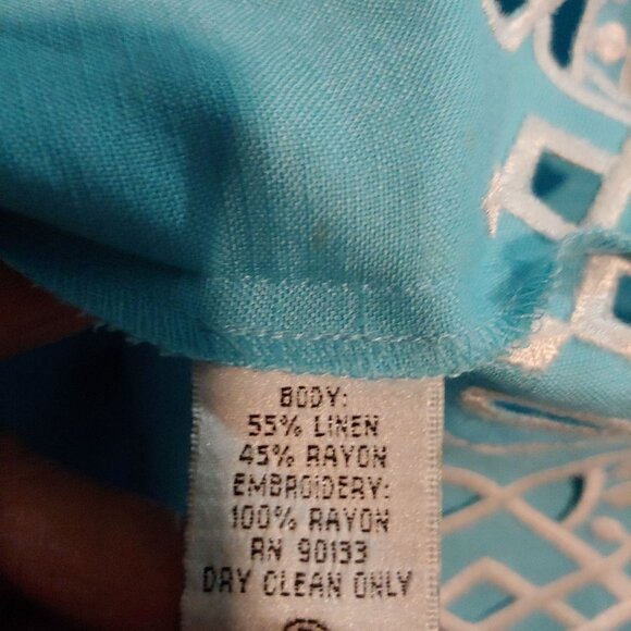 Bobb Mackie Robin Egg Blue 2 piece Tank/Button Shirt White Embroidery Eyelet 2X - Picture 13 of 13